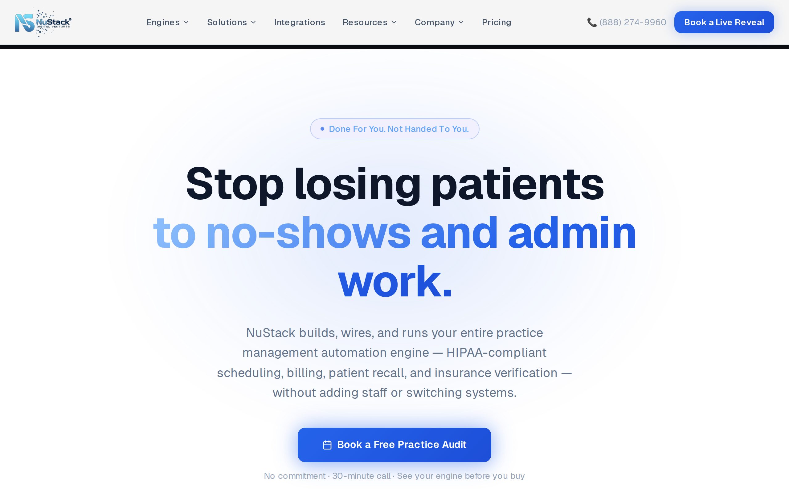 nustack.digital — practice automation platform site built by Mountaintop